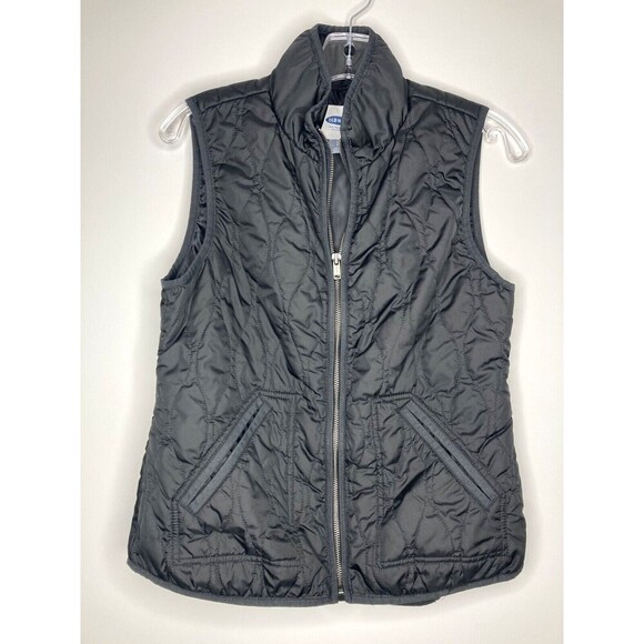 OLD NAVY Vest Women Small Lightweight Quilted Zip Front Black Collared Pockets - Picture 1 of 5